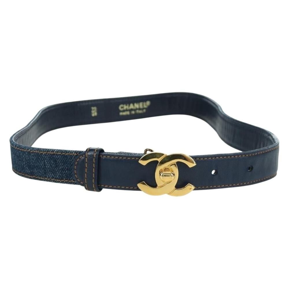 Chanel Denim CC Logo Belt Blue